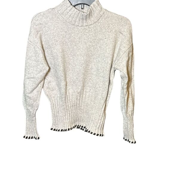 Cream/grey Knit Turtleneck Sweater - Picture 1 of 3
